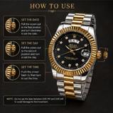 Luxury Two-Tone Day & Date Stainless Steel Women's Watch – Gold & Silver