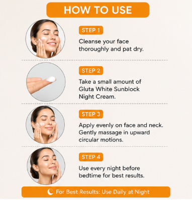 Gluta White Sunblock SPF 60++ PA+++ – Moisturizing & Brightening Sunscreen (60g)